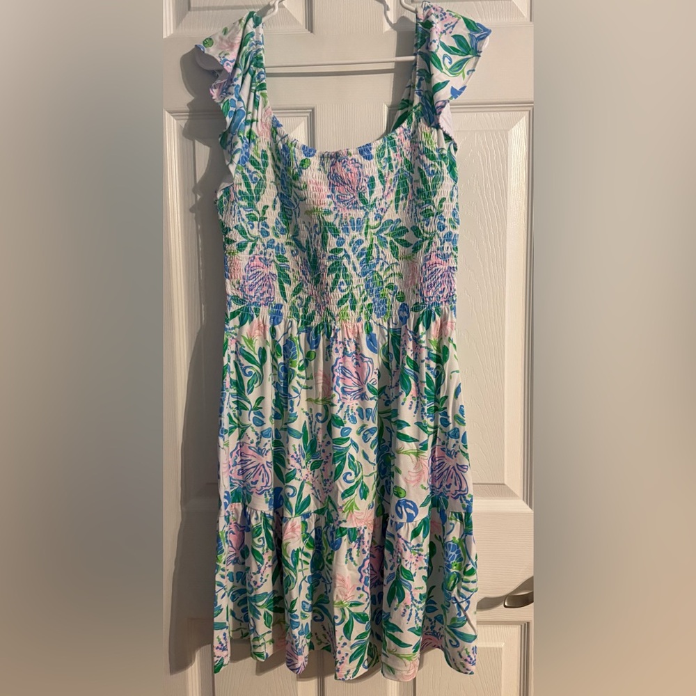 Lilly Pulitzer Jilly Smocked Dress in Resort White Just a Pinch - Size L